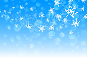 Vector illustration of Christmas background with blue and white snowflakes