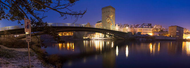 goerlitz historic city germany with poland border panorama at night