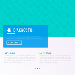 MRI diagnostics concept with thin line icons. Modern vector illustration of laboratory equipment for web page template, print media, banner.