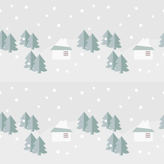 Obraz na płótnie Canvas Flat design, pattern vector of village in winter season. 