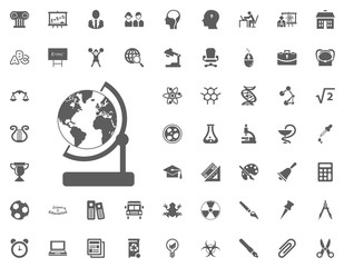 Globe icon. science and education vector icons set.
