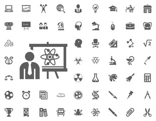 Scientist research icon. science and education vector icons set.