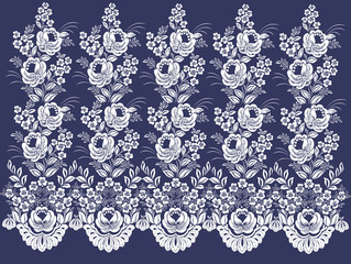 Vector floral pattern. Repeating band of flowers for decoration. Decorative silhouette plants