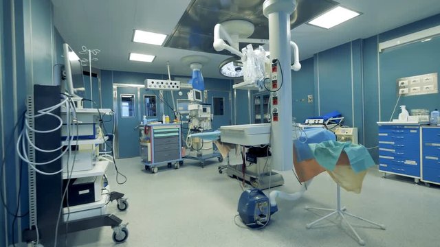 Hospital surgery with modern medical equipment. 4K.