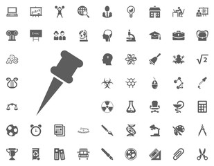 Pin icon. science and education vector icons set.