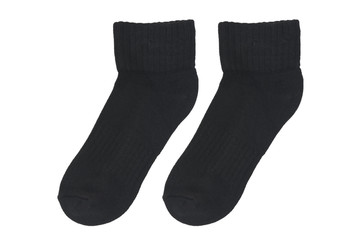 pair of short black socks isolated on white