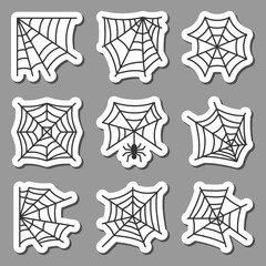 Spider web icon sticker set black on white