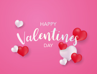Valentine's day, banner template. red and White heart with lettering on background. tags poster design Vector brochure.