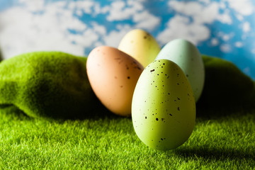 Easter eggs on the grass