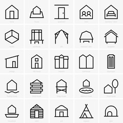 Set of twenty five different accommodation icons © dnbr