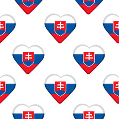 Obraz premium Seamless pattern from the hearts with flag of Slovakia