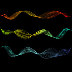Abstract smooth curved line Design element Technological background with bright wavy colored line Stylization of digital equalizer audio Smooth flowing wavy stripes made by blend Vector graphic set