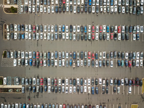 Fototapeta Aerial of Parked cars and Traffic