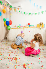 Celebrating birthday party with confetti