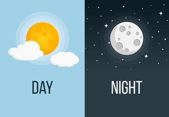 Tag und Nacht Sonne und Mond Flat Design Icon - 185817962