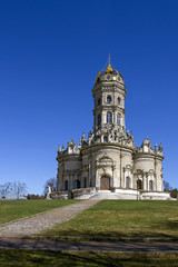 Fototapeta na wymiar The Church of Holy Virgin in Dubrovitsy,Orthodox church in honor of the Mother of God 