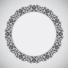 Vintage black and white round floral frame