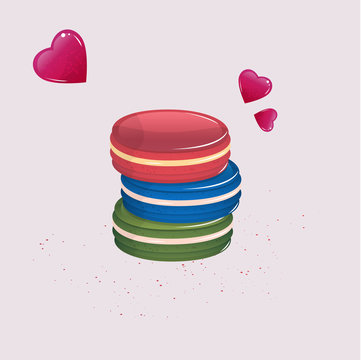 Colorful macaroons or macarons sweet confection 