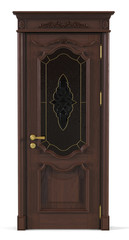 Dark classical doors with stained glass