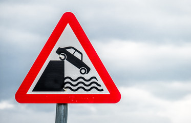 Sign warning of Danger falling in water