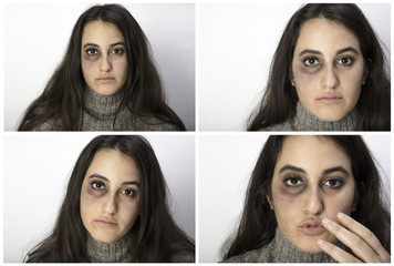 Four portraits of an abused woman