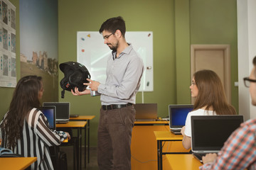 Fototapeta premium Teacher in driving school is preparing students for tests to obtain driver's licenses