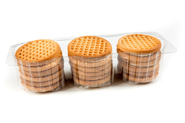 Stacks of cookies isolated on a white background