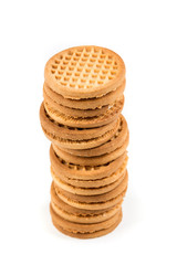 Stacks of cookies isolated on a white background