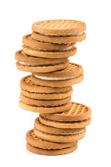 Stacks of cookies isolated on a white background