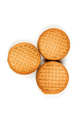 Stacks of cookies isolated on a white background