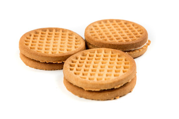 Stacks of cookies isolated on a white background