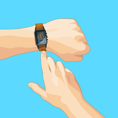 Fototapeta premium Business concept picture with mechanical hand watch. Vector illustration isolate