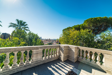 Panoramic view of Rome seen from Pincio terrace
