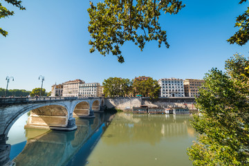 Tiber river n Rome under a clear sky
