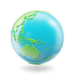 Earth globe isolated on white background. Globe planet Earth icon, 3D Rendring