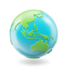 Earth globe isolated on white background. Globe planet Earth icon, 3D Rendring