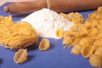 massas em fundo azul