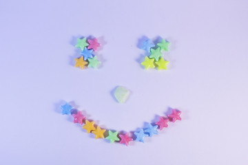 Smiling face from candies