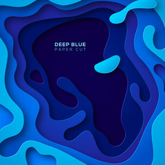 abstract blue background with paper cut shapes