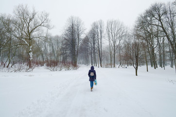 Winter with dull weather.