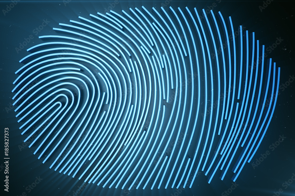 Poster fingerprint scanning identification system. fingerprint scan provides security access with biometric