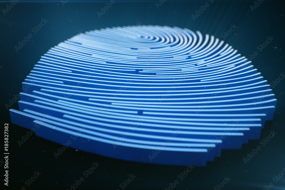 Poster fingerprint scanning identification system. fingerprint scan provides security access with biometric