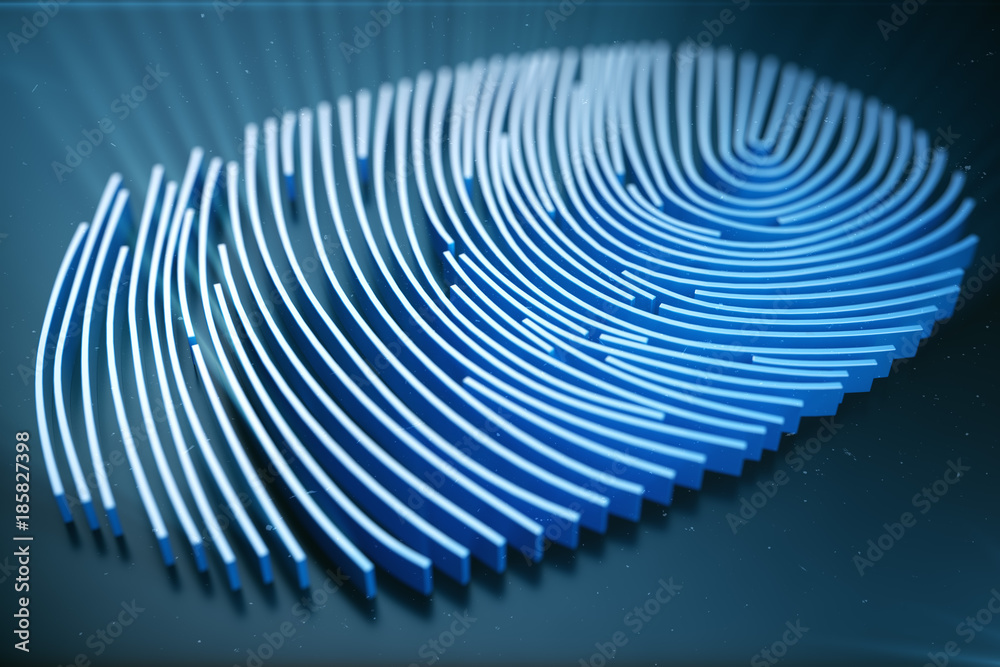 Poster fingerprint scanning identification system. fingerprint scan provides security access with biometric