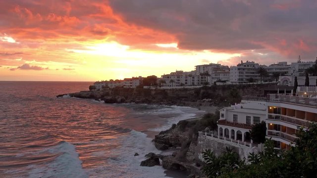 Typical houses along the Costa del Sol coastline in Spain.