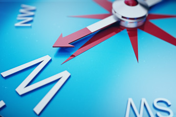 Compass Direction, Blue Tint Background, 3d rendering