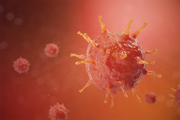 Fototapeta na wymiar 3d illustration of Influenza Virus H1N1. Swine Flu, infect organism, viral disease epidemic.