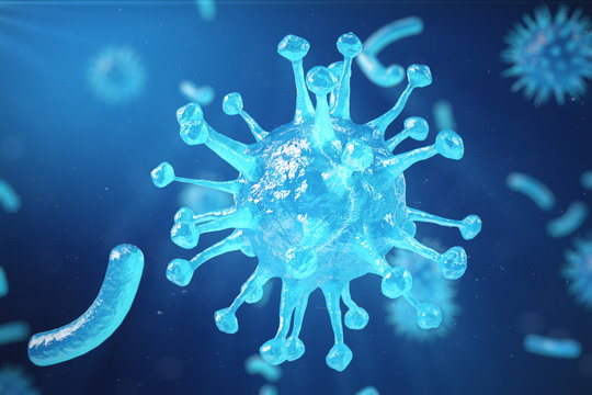3d Illustration virus, bacteria, cell infected organism, virus abstract background, Hepatitis viruses in infected organism