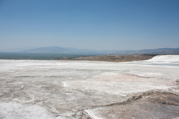 Travertine terraces of Pamukkale. Turkey