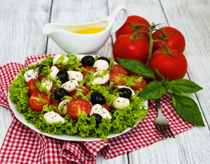 salad with mozarella cheese and vegetables