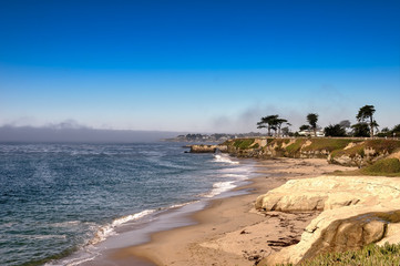 Foggy coastal view in Santa Cruz, California